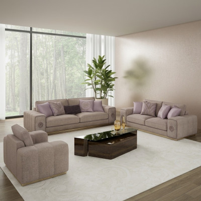 Luxus Miwwelen Sofagarnitur Komplett mat Couchtisch Wunnzëmmer Set 5 Deeler