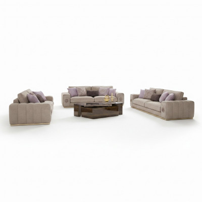 Luxus Miwwelen Sofagarnitur Komplett mat Couchtisch Wunnzëmmer Set 5 Deeler