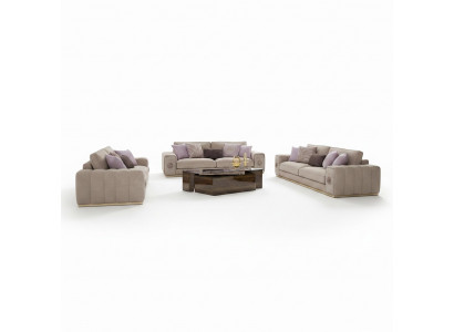 Luxus Miwwelen Sofagarnitur Komplett mat Couchtisch Wunnzëmmer Set 5 Deeler