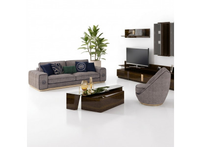 Canapé-Set Wunnzëmmer Komplett 5 Deeler Canapéë Couchen Modern Fauteuil mat Couchdësch