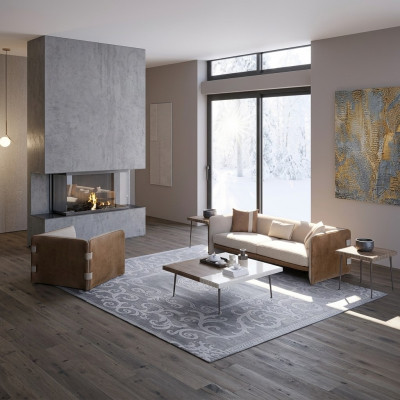 Komplett 5 Stéck Miwwelen Dräisëtzer Sofa Luxus Fotell Modern Holz Couchtisch