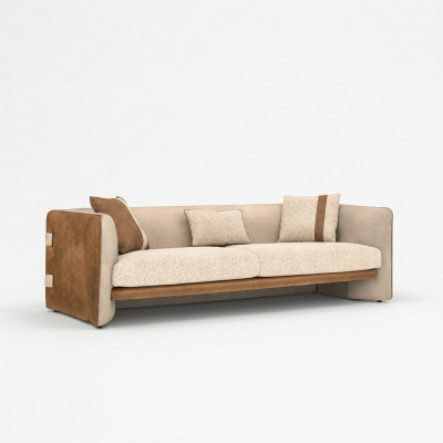 Béi Sofa Luxus Dräisëtzer Couch Modern Ariichtung Polstermöbel Textil