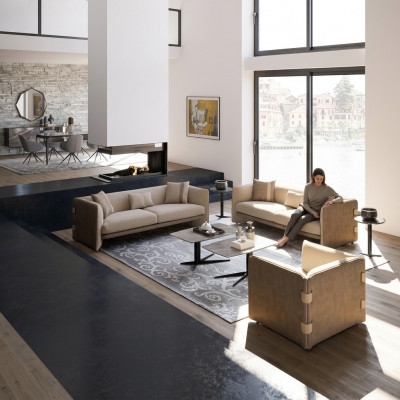 Luxus Wunnzëmmer Garnitur 7tlg Polsterméiwer Dräisëtz Sofas Textil Sesselen Nei