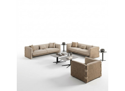 Luxus Wunnzëmmer Garnitur 7tlg Polsterméiwer Dräisëtz Sofas Textil Sesselen Nei