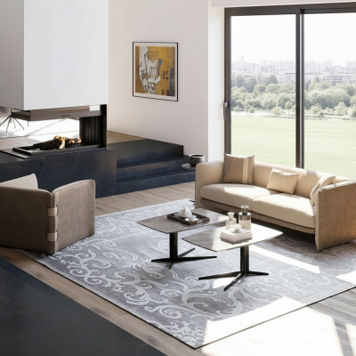 Wunnzëmmer Komplett 6 Deeler 2x Dësch Luxus Polstersofa Beige Sofa Couch Neu