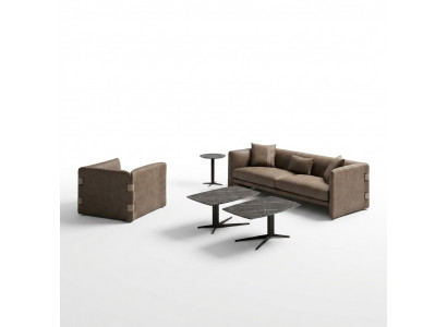 Wunnzëmmer Komplett 6 Deeler 2x Dësch Luxus Polstersofa Beige Sofa Couch Neu