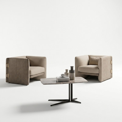 2x Sesselen mat Couchtisch Wunnzëmmer Komplett Miwwelen Design Ariichtung Garnitur