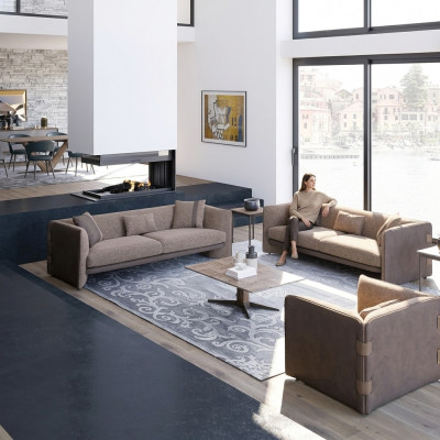 Design Luxus Wunnzëmmer 6-teil Buedzëmmer Garnitur Polsterméiwele Ariichtung Dräisëtzer Sofasen