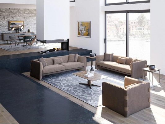 Design Luxus Wunnzëmmer 6-teil Buedzëmmer Garnitur Polsterméiwele Ariichtung Dräisëtzer Sofasen