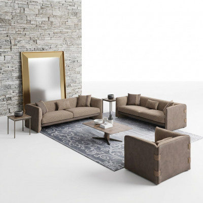 Design Luxus Wunnzëmmer 6-teil Buedzëmmer Garnitur Polsterméiwele Ariichtung Dräisëtzer Sofasen