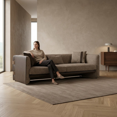 Canapé dräisëtzer Polster Stoff Wunnzëmmer Couch Design Luxus Polstermöbel