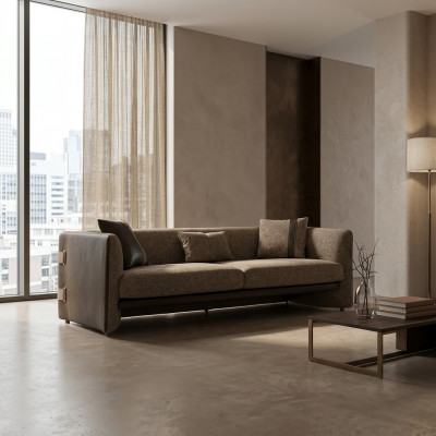 Canapé dräisëtzer Polster Stoff Wunnzëmmer Couch Design Luxus Polstermöbel