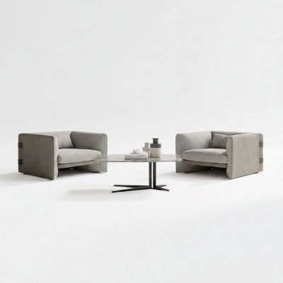 Luxus 2x Fotellë Polstermöbel Wunnzëmmer Ariichtung Modern Dëschtchen Nei