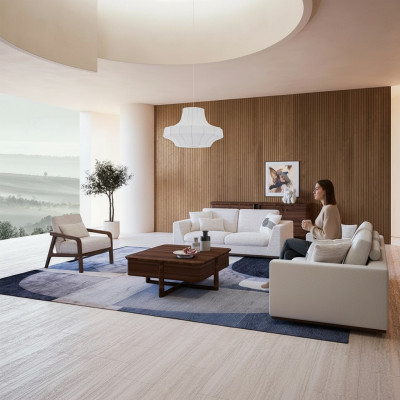 Wäiss Miwwelen Wunnzëmmer Canapé Zwei-Sëtz Sofa Design Ariichtung Fotell