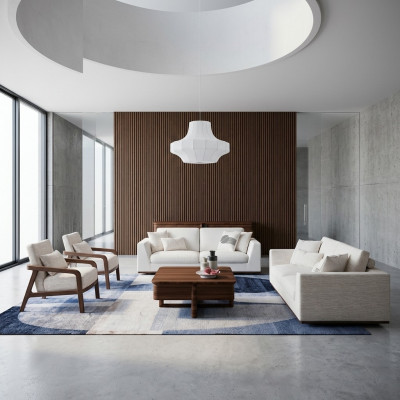 Sofagarnitur 2x Zweisëtzer Sofa Canapé Design 2x Fautëuil Wunnzëmmer Ariichtung