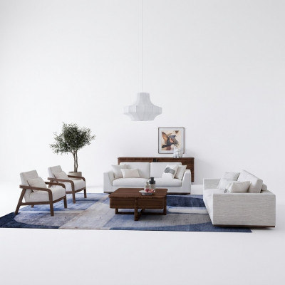 Sofagarnitur 2x Zweisëtzer Sofa Canapé Design 2x Fautëuil Wunnzëmmer Ariichtung