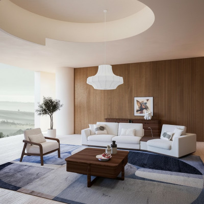 Luxus Sofa-Garnitur Komplett Dräisiichter Sofa Polsterméiwwelen Fauteuil Ariichtung