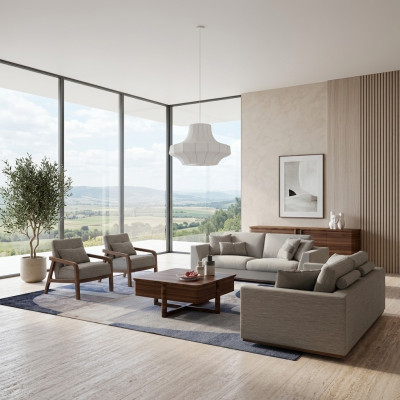 Design Sofa Set 3 Deeler Zweisitzer Sofa Couch Polsterméibel 2x Fautteuil Wunnzëmmer