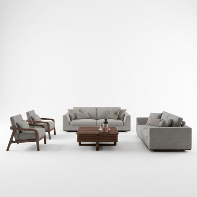 Design Sofa Set 3 Deeler Zweisitzer Sofa Couch Polsterméibel 2x Fautteuil Wunnzëmmer