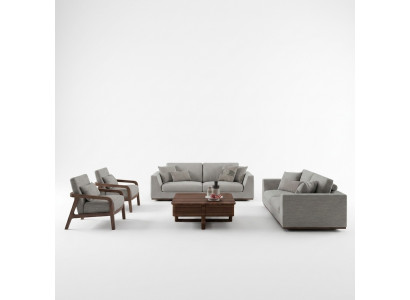 Design Sofa Set 3 Deeler Zweisitzer Sofa Couch Polsterméibel 2x Fautteuil Wunnzëmmer