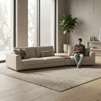 Nei Textil Miwwelen Polstermöbel Dräisëtzer Sofa Canapé Design Ariichtung