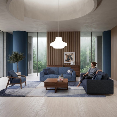 Canapé-Set Zweesëtzer Sofa Couch Fauteuil Polstersofa Modern Stoffsofa Nei