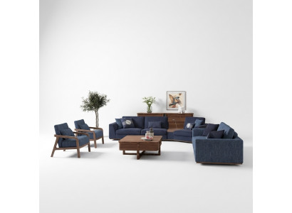 Modern Set Zweesëtzeger Dräisëtzeger Canapé Sofa Luxus Stoffsanapé Design Fauteuil Miwwel