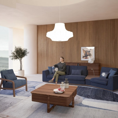 Blo Sofagarnitur Set Dräisëtzer Sofae Wunnzëmmer Sëtz Modern Design Textil