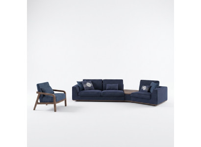 Blo Sofagarnitur Set Dräisëtzer Sofae Wunnzëmmer Sëtz Modern Design Textil