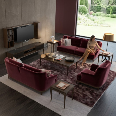 Luxus nei Canapé-Set Wunnzëmmer Ariichtung Design Stoffcanapé Fauteuil