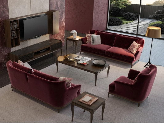 Luxus nei Canapé-Set Wunnzëmmer Ariichtung Design Stoffcanapé Fauteuil