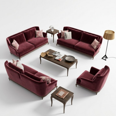 Luxus nei Canapé-Set Wunnzëmmer Ariichtung Design Stoffcanapé Fauteuil