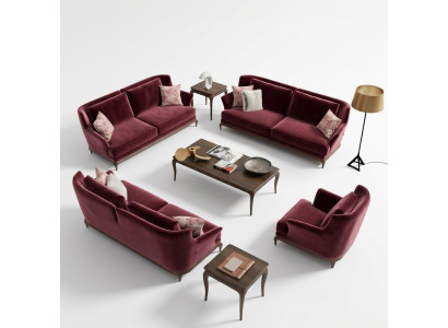 Luxus nei Canapé-Set Wunnzëmmer Ariichtung Design Stoffcanapé Fauteuil