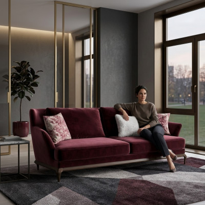 Design Stoffcouch Textil Dräisëtzer Couch Luxus Aféierung Wunnzëmmer Neio.