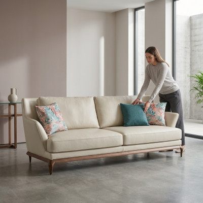 Wunnzëmmer Modern Drësëtzereg Wäiss Canapé Couch Design Ariichtung Polsterméubel