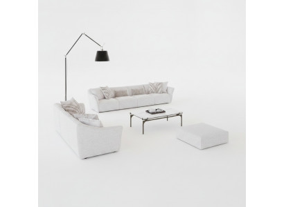 Luxus Wäiss 2x Sofa Véiersëtzer Wunnzëmmer Dësch Modern Textil Ariichtung