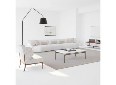 Luxus Set 2-Stéck Wunnzëmmer Sofa Fënnef-Plaz Textil Sofa Emrichtung Beistelltisch