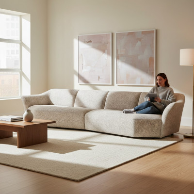 Viersëtzer Modern Canapé Couch Polstermöbel Wunnzëmmer Textil Ariichtung Nei