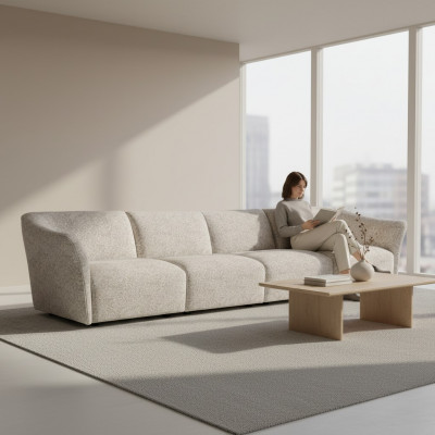 Wohnzëmmer Polsterméibel Textil Sofa Couch Véiersëtzer Modernen Design Miwwelen