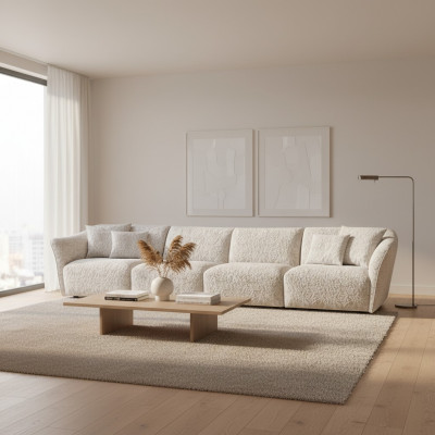 Wohnzëmmer Polsterméibel Textil Sofa Couch Véiersëtzer Modernen Design Miwwelen