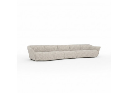 Fënnef-Sëtz-Sofa Couch 440cm Wunnzëmmer Wäiss Ariichtung Textil Polstermeubel