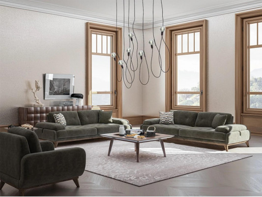 Polstermöbel 4tlg Sofagarnitur Sofa Zweisitzer mat Dräisëtzer Luxus Couchtisch