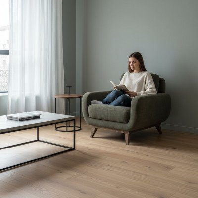 Wunnzëmmer Fotell Luxus Polster Stoff Textil Polsterfotell Ariichtung