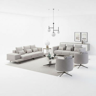 Komplett Set 6-Stéck 2x Drësëtz Sofa Nei 2x Fotell Luxus Wunnzëmmer Dësch