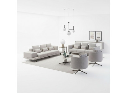 Komplett Set 6-Stéck 2x Drësëtz Sofa Nei 2x Fotell Luxus Wunnzëmmer Dësch