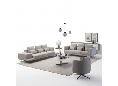 Wunnzëmmer Komplett 2x Sofa Dräisiichter Textil Polstermiwwel Fotel Nei Dëschtabléiert