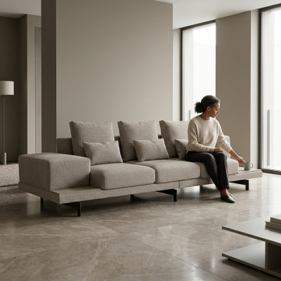 Wunnzëmmer Sofa Dräisëtzer Couch Polstermöbel Luxus Textil Ariichtung Nei.
