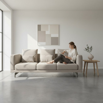 Dreisëtzer Sofa Couch Polstermébel Luxus Neit Textil Miwwel Wohnzimmer