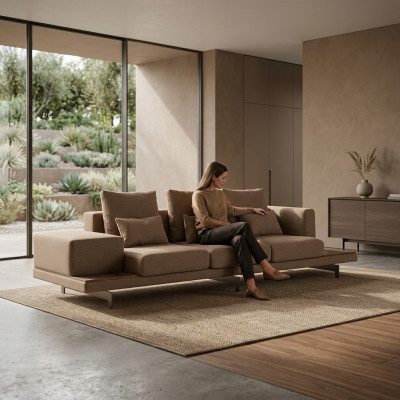 Canapé Canapé Dräisëtzer Wunnzëmmer Polstersofas Design Polstermöbel Textil Nei