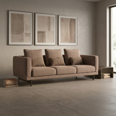 Wunnzëmmer Brown Dräisëtzer Sofa Couch Luxus Polstermöbel Design Textil